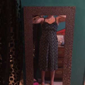 Floral printed black jumpsuit, culotte bottom